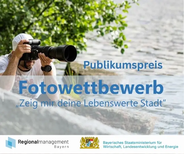 Banner mit Typo und Fotografie mit Mann und Kamera