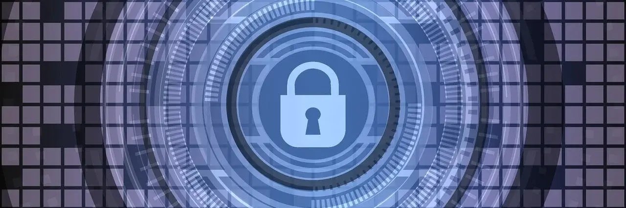 Grafik mit digitalem Bildschirm auf dem ein Schlosssymbol eingeblendet ist über einer Matrix